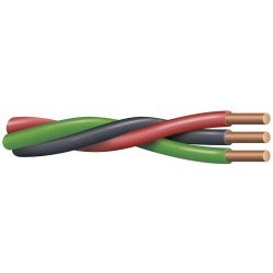 Twisted Submersible Pump Cable with 10 AWG Wire Size; Black, Yellow, Red and Green Ground