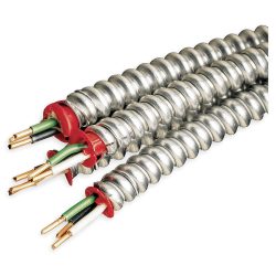 250 ft. Solid Armored Cable; Conductors: 3 with Ground, 12 AWG Wire Size, Silver