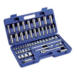 3/8"Drive SAE/Metric Chrome Socket Wrench Set, Number of Pieces: 53