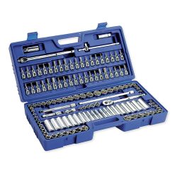 3/8"Drive SAE/Metric Chrome Socket Wrench Set, Number of Pieces: 125