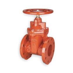 Class 125 Flange Gate Valve, Inlet to Outlet Length: 9", Max. Fluid Temp.: 160°F